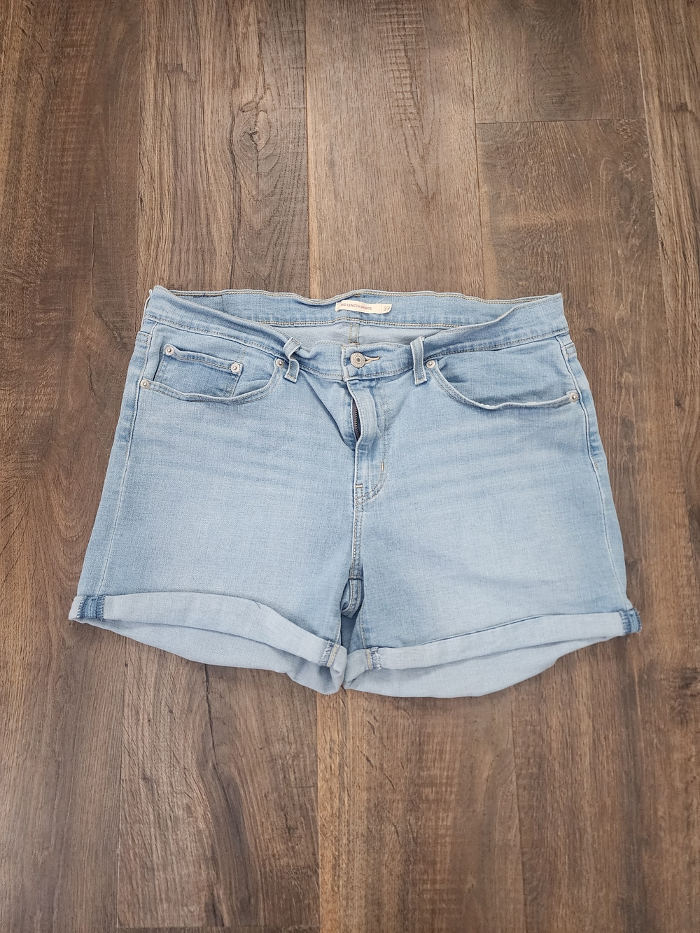 Levi's Light Blue Rolled-Hem Denim Shorts